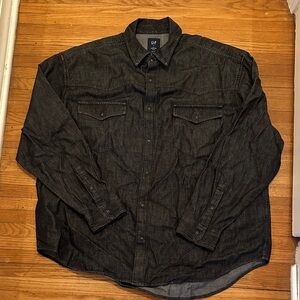 GAP Men's Dark Gray/Black Denim Shirt Jacket XL The BIG Shirt